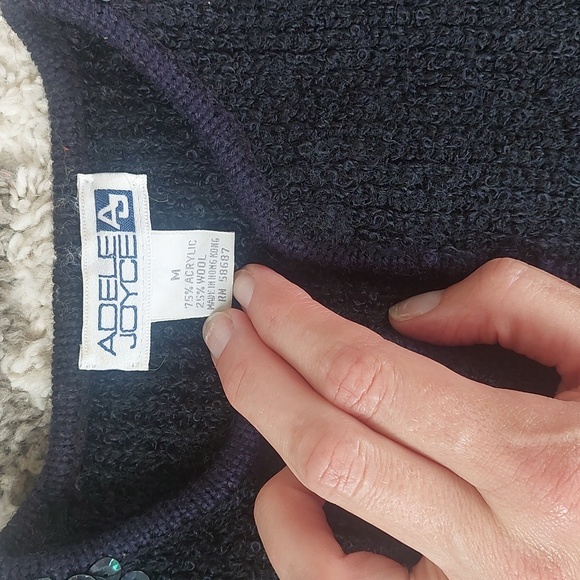 Vintage 80’s Adele Joyce Sequin Boucle Cardigan Size Med - Picture 3 of 6